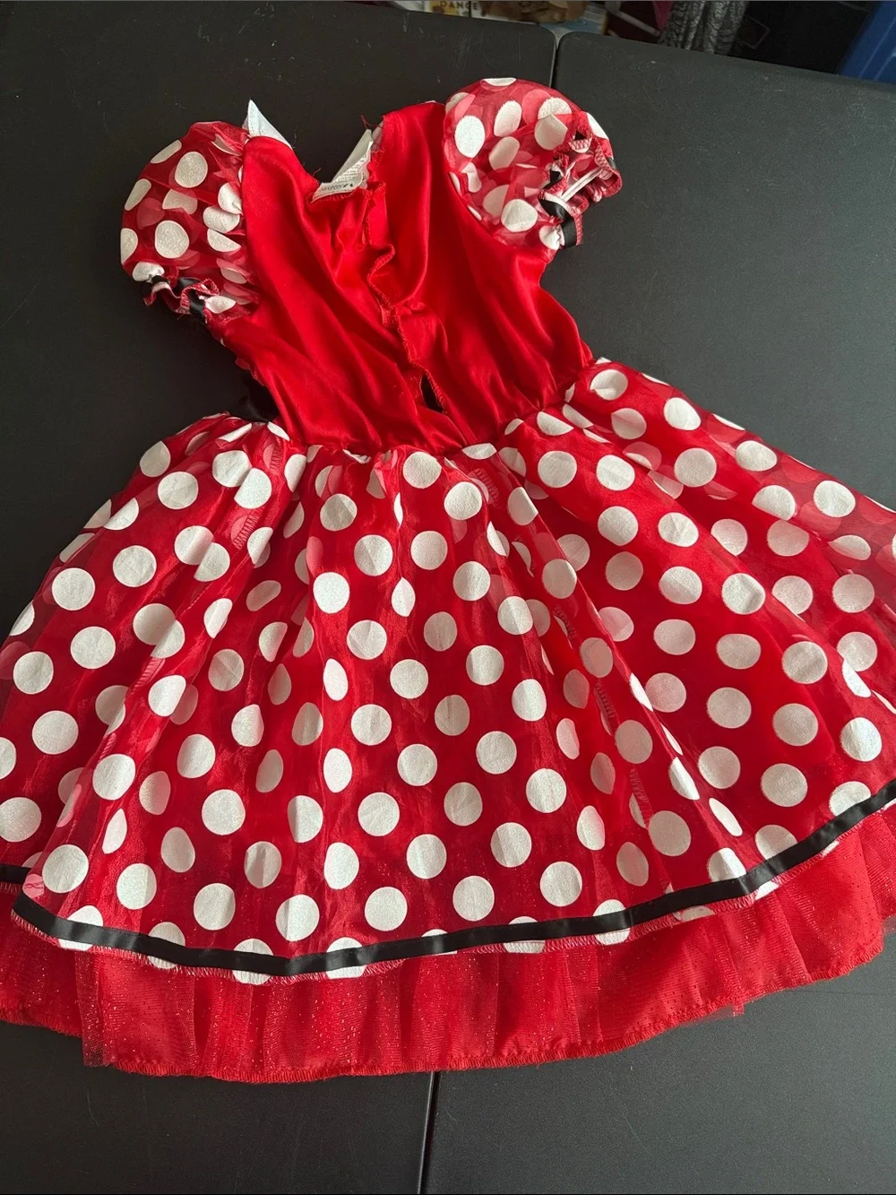 Disney Red and White Polka Dot Girls Costume Dress with Black Bow